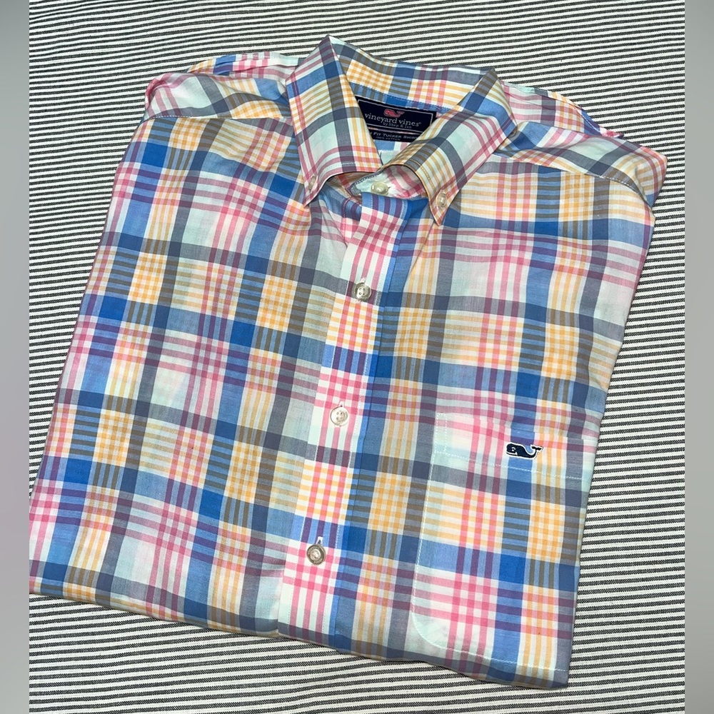 Vineyard Vines Men’s Slim Fit Tucker Pastel Gingham Button Up Shirt Size M